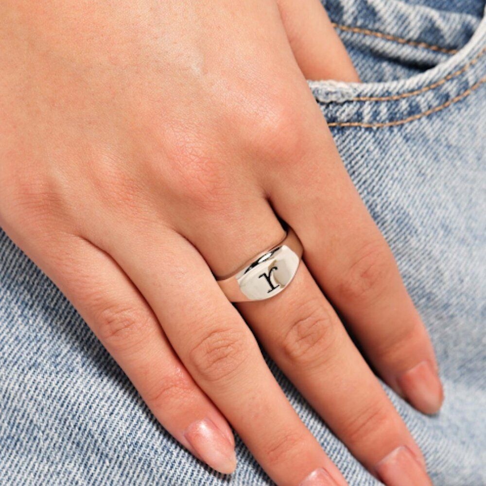 NWT... Monogramed "R" Silver Ring  "Monogram Memento"